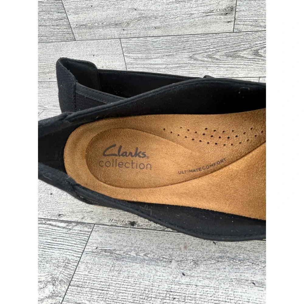 Clarks Collection Women Black Floral‎ Embroidered Slip On Espadrille Size 9.5M